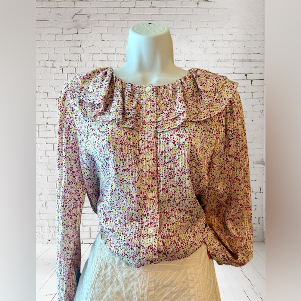 J.Crew Floral Prairie Romantic Cottage core Blouse  SzM